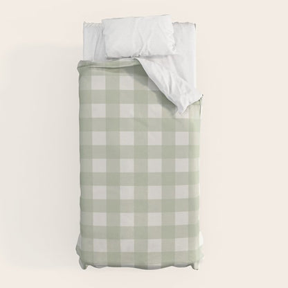 Sage Green Gingham Check Pattern Duvet Cover Gallery Image 5