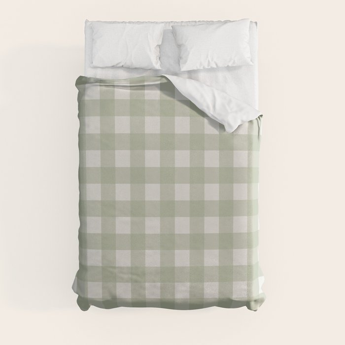 Sage Green Gingham Check Pattern Duvet Cover Gallery Image 8