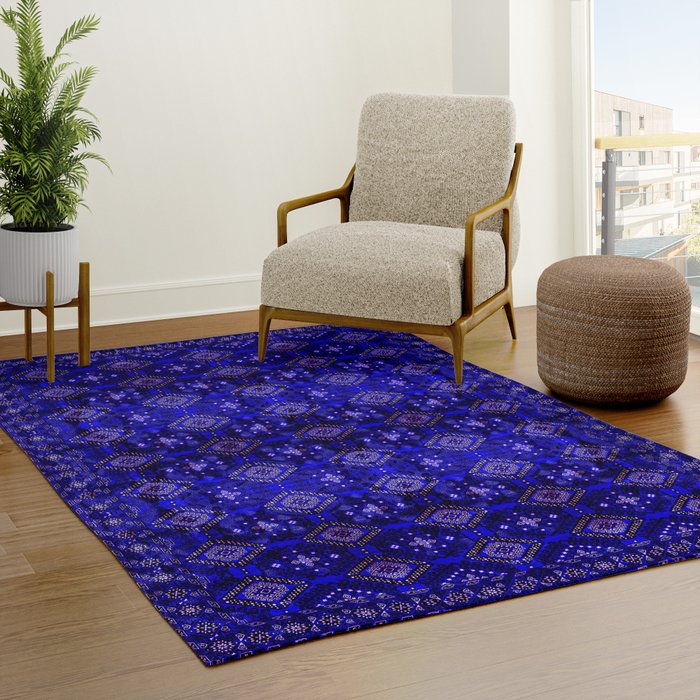 Oriental Opulence: Royal Blue Velvet Moroccan Majesty Rug Gallery Image 3