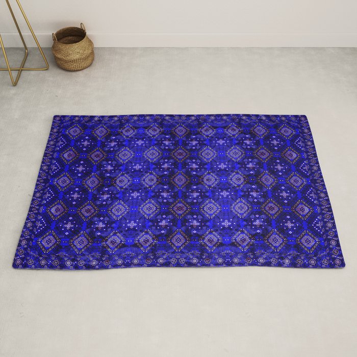 Oriental Opulence: Royal Blue Velvet Moroccan Majesty Rug Gallery Image 2