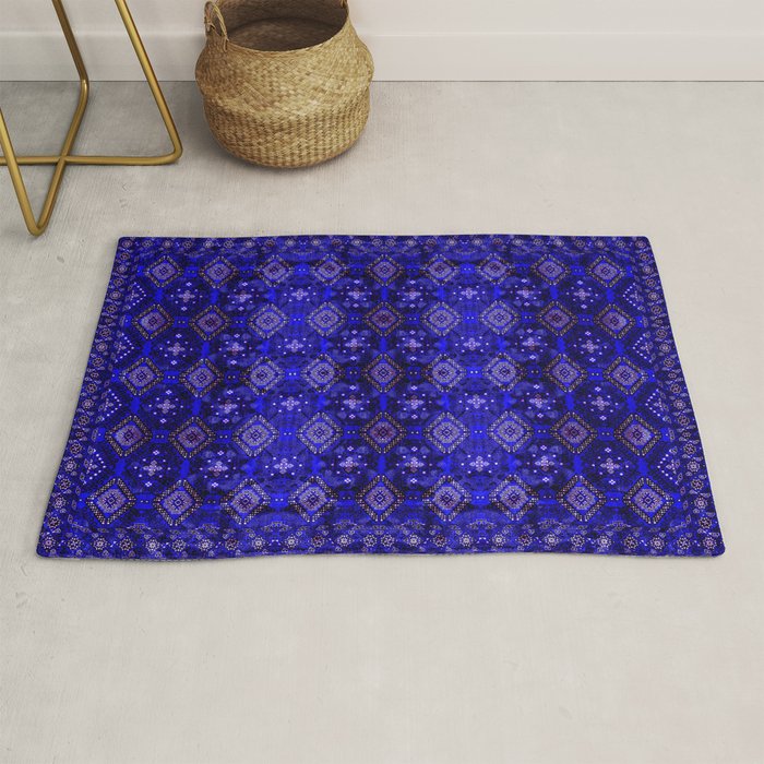 Oriental Opulence: Royal Blue Velvet Moroccan Majesty Rug Gallery Image 1