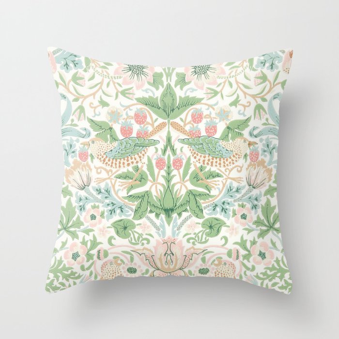 William Morris Strawberry Thief Cochineal Willow Throw Pillow Gallery Image 6
