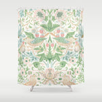 William Morris Strawberry Thief Cochineal Willow Shower Curtain Gallery Image 1