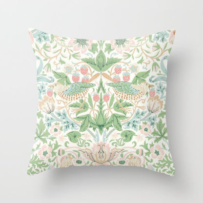 William Morris Strawberry Thief Cochineal Willow Throw Pillow Gallery Image 3