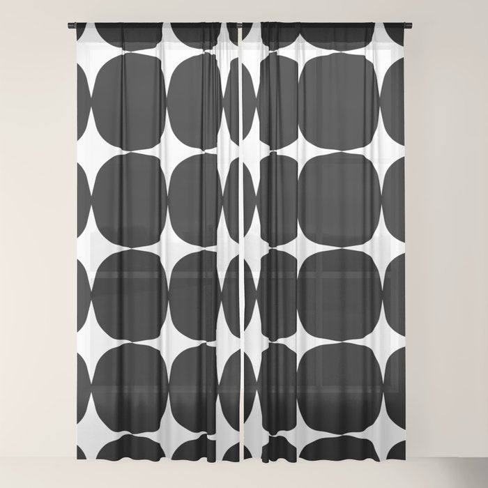 Retro '50s Shapes in Black and White Window Curtain Gallery Image 22
