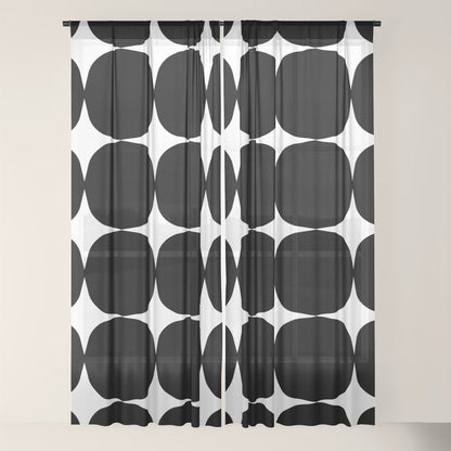 Retro '50s Shapes in Black and White Window Curtain Gallery Image 22