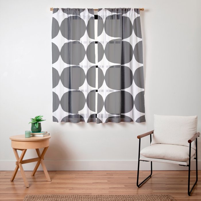 Retro '50s Shapes in Black and White Window Curtain Gallery Image 19