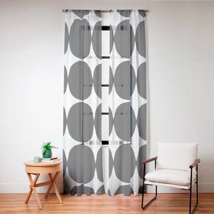 Retro '50s Shapes in Black and White Window Curtain Gallery Image 24