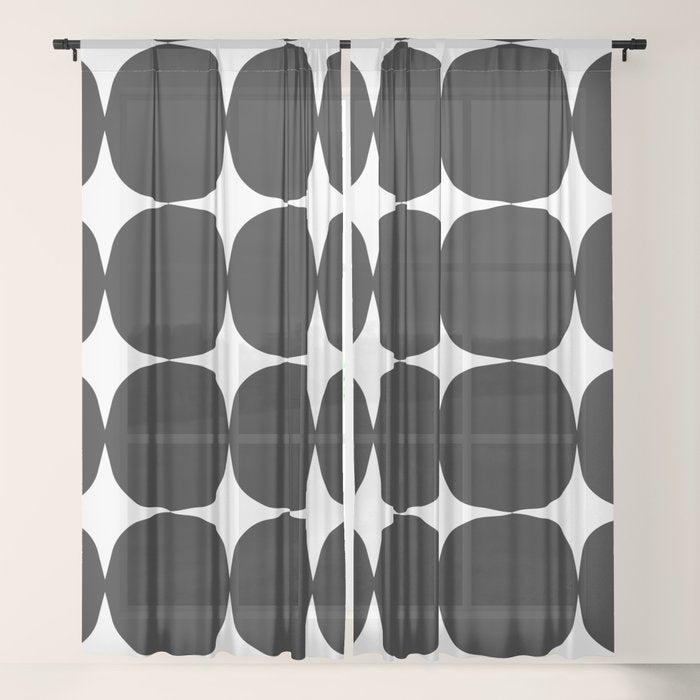 Retro '50s Shapes in Black and White Window Curtain Gallery Image 21