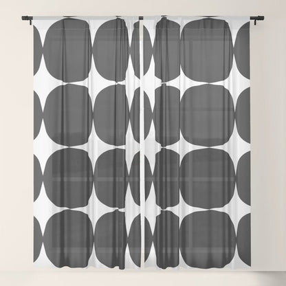 Retro '50s Shapes in Black and White Window Curtain Gallery Image 21