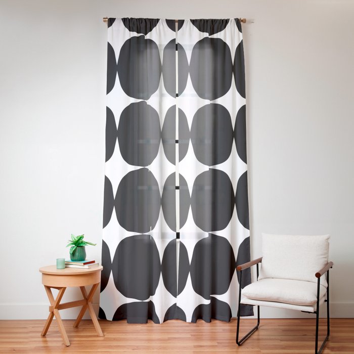 Retro '50s Shapes in Black and White Window Curtain Gallery Image 12