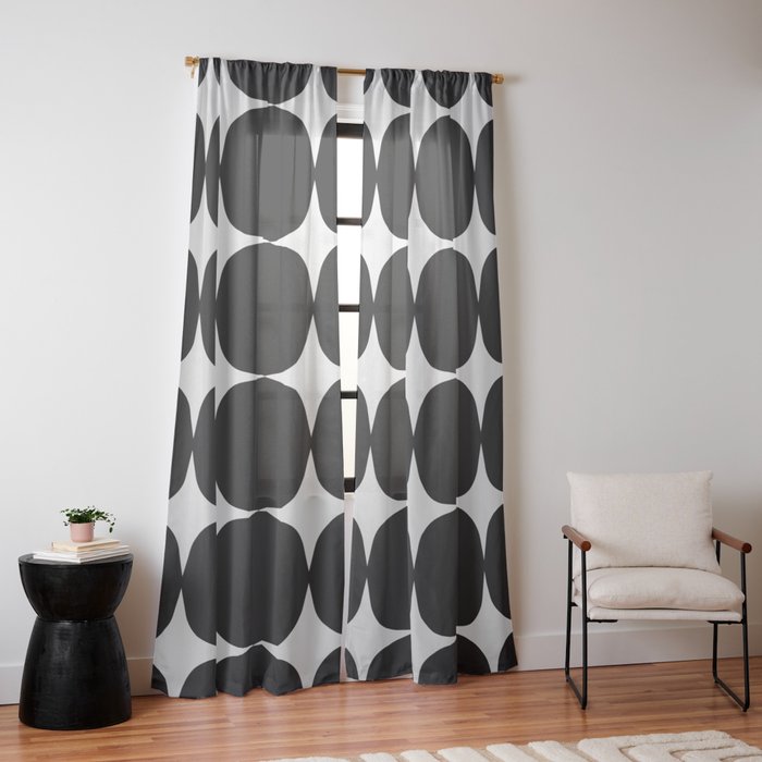 Retro '50s Shapes in Black and White Window Curtain Gallery Image 10