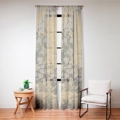 Red White Chrysanthemums Vintage Floral Japanese Gold Leaf Screen Window Curtain Gallery Image 20