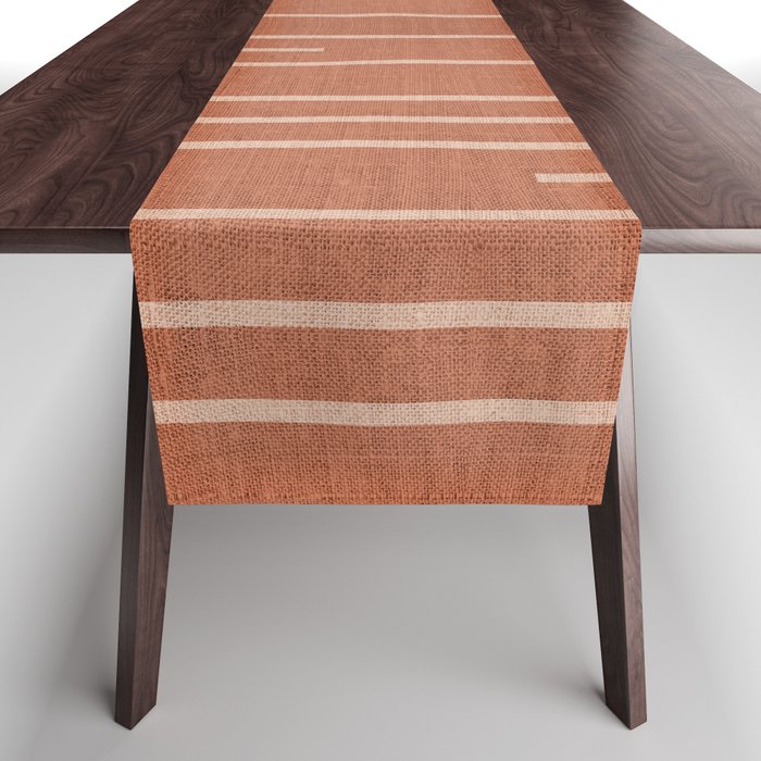 Geometric Art, Colorful Stripes, Terracotta Table Runner Gallery Image 1
