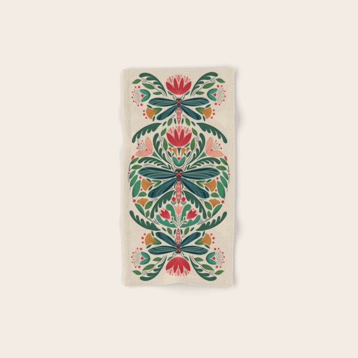 Dragonfly Folk Design Bath Towel Gallery Image 1