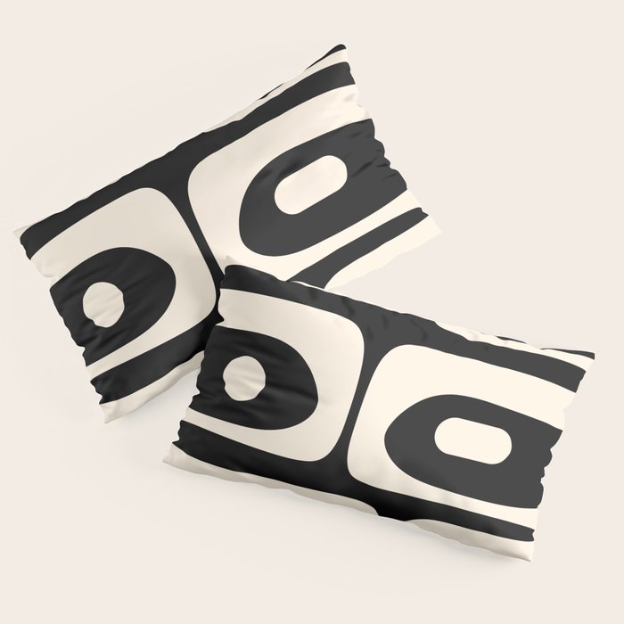 Mid Century Modern Piquet Abstract Pattern in Black and Almond Cream Pillow Sham Gallery Image 4