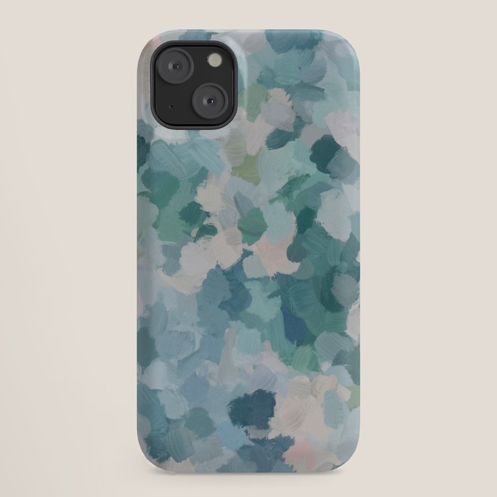 Flowers in the Wind II - Mint Green Sky Blue Teal Blush Pink Abstract Nature Nature Painting Art iPhone Case Gallery Image 18
