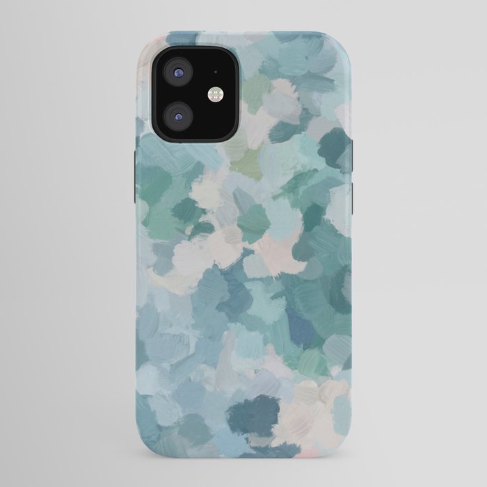Flowers in the Wind II - Mint Green Sky Blue Teal Blush Pink Abstract Nature Nature Painting Art iPhone Case Gallery Image 41