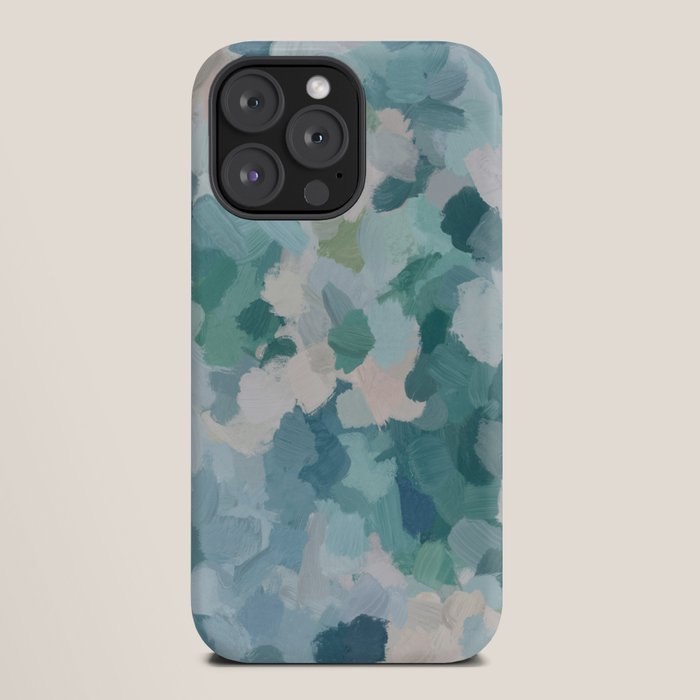 Flowers in the Wind II - Mint Green Sky Blue Teal Blush Pink Abstract Nature Nature Painting Art iPhone Case Gallery Image 20