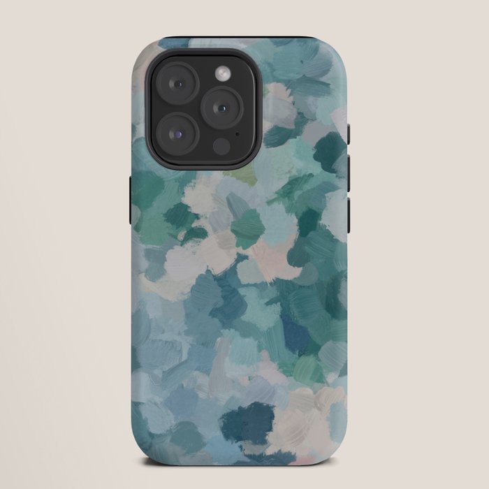 Flowers in the Wind II - Mint Green Sky Blue Teal Blush Pink Abstract Nature Nature Painting Art iPhone Case Gallery Image 11