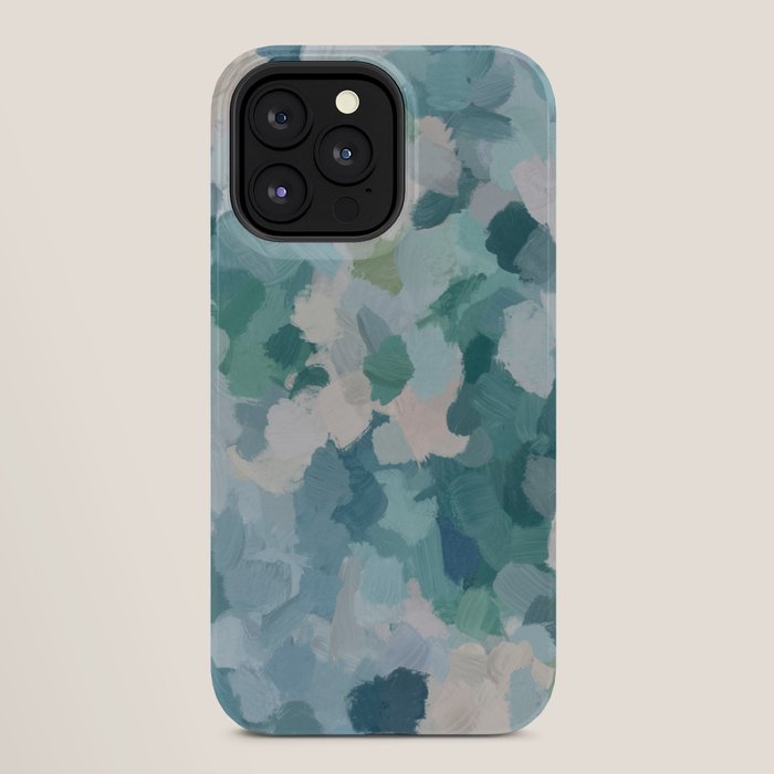 Flowers in the Wind II - Mint Green Sky Blue Teal Blush Pink Abstract Nature Nature Painting Art iPhone Case Gallery Image 28