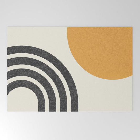 Mid century modern Sun and Rainbow Welcome Mat Gallery Image 2