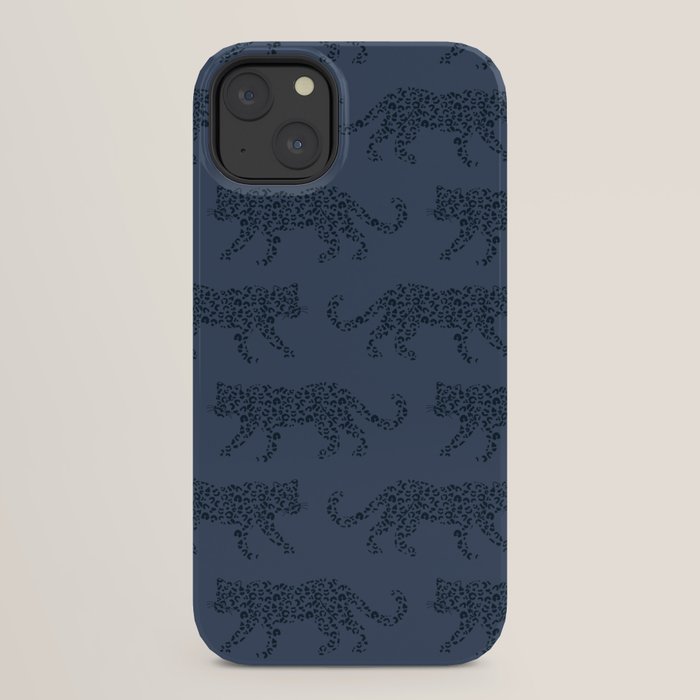 Leopard Parade - Dark Navy on Denim Blue iPhone Case Gallery Image 22
