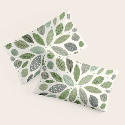 Mid-Century Green Leaves Pillow Sham Gallery Image 4