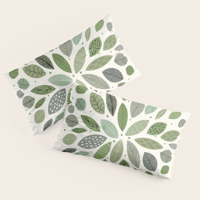 Mid-Century Green Leaves Pillow Sham Gallery Image 2