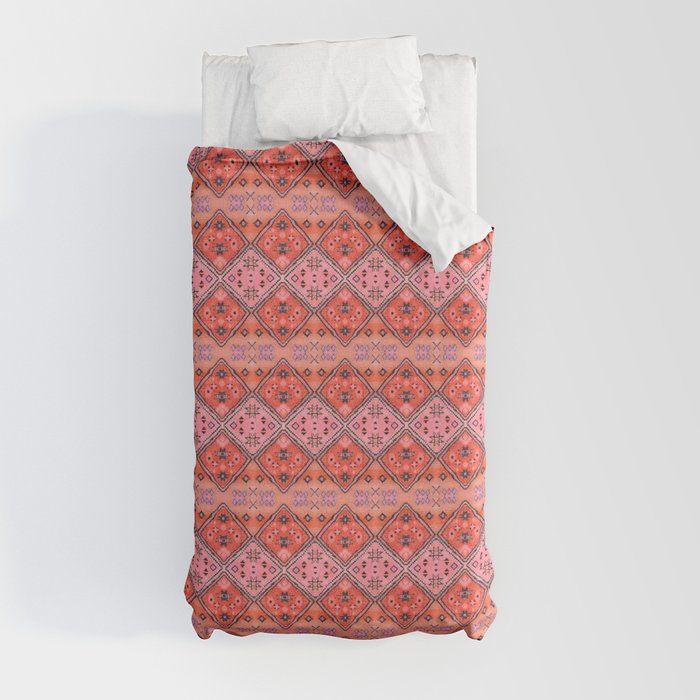 Bohemian Berber Orange Handmade Moroccan Fabric Texture Duvet Cover Gallery Image 4
