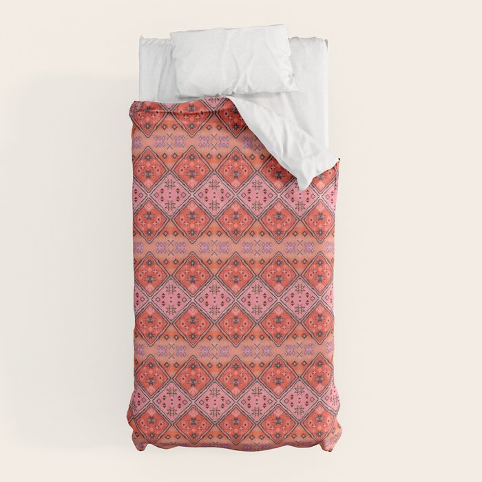 Bohemian Berber Orange Handmade Moroccan Fabric Texture Duvet Cover Gallery Image 5