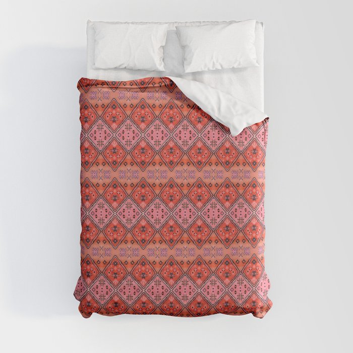 Bohemian Berber Orange Handmade Moroccan Fabric Texture Duvet Cover Gallery Image 8
