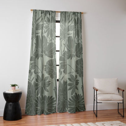 Floral Prints, Dark Green, Colour Prints Window Curtain Gallery Image 10