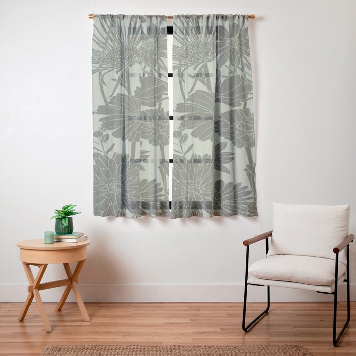 Floral Prints, Dark Green, Colour Prints Window Curtain Gallery Image 19