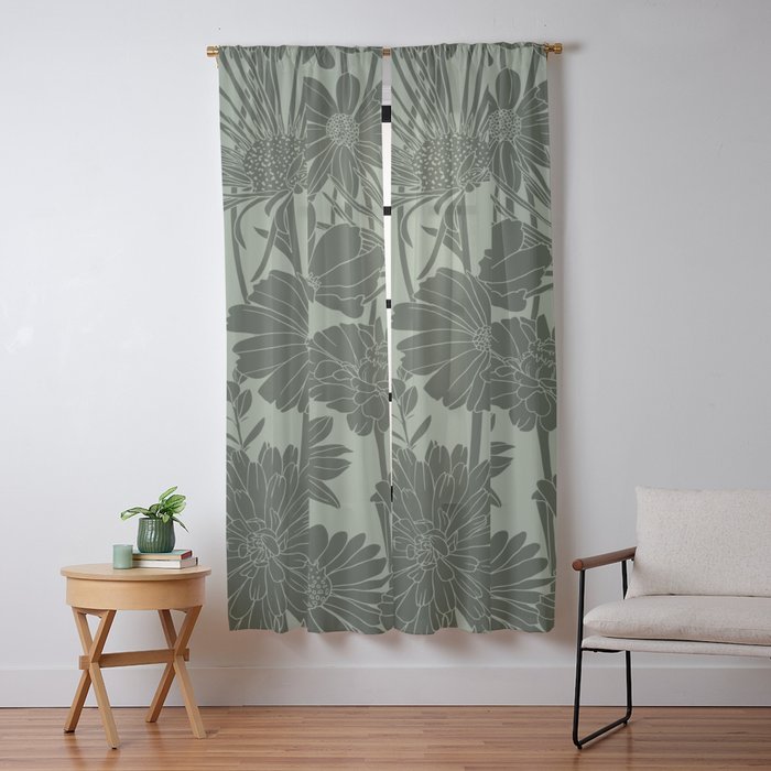 Floral Prints, Dark Green, Colour Prints Window Curtain Gallery Image 13