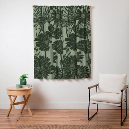 Floral Prints, Dark Green, Colour Prints Window Curtain Gallery Image 7
