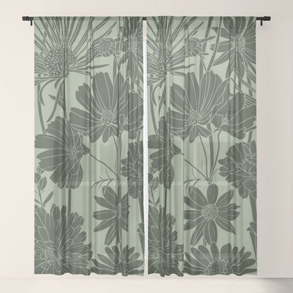 Floral Prints, Dark Green, Colour Prints Window Curtain Gallery Image 21