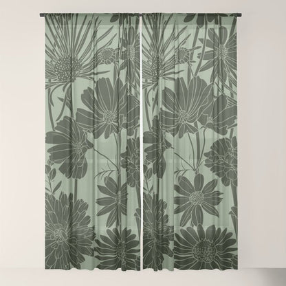 Floral Prints, Dark Green, Colour Prints Window Curtain Gallery Image 18