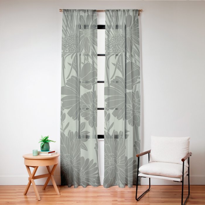 Floral Prints, Dark Green, Colour Prints Window Curtain Gallery Image 20