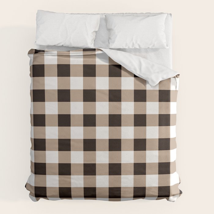 Gingham Large Tan Black White Duvet Cover Gallery Image 2