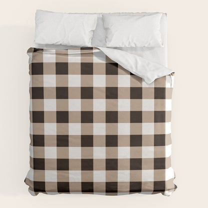 Gingham Large Tan Black White Duvet Cover Gallery Image 2