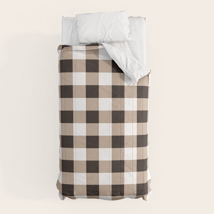 Gingham Large Tan Black White Comforter Gallery Image 5