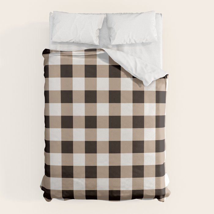 Gingham Large Tan Black White Duvet Cover Gallery Image 6