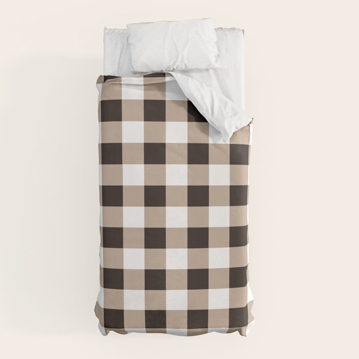 Gingham Large Tan Black White Duvet Cover Gallery Image 5