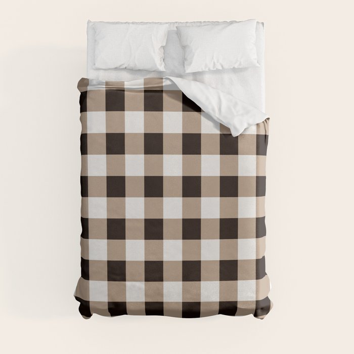Gingham Large Tan Black White Duvet Cover Gallery Image 3