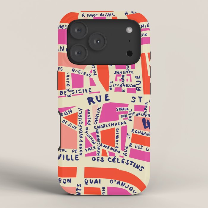 paris map pink iPhone Case Gallery Image 3
