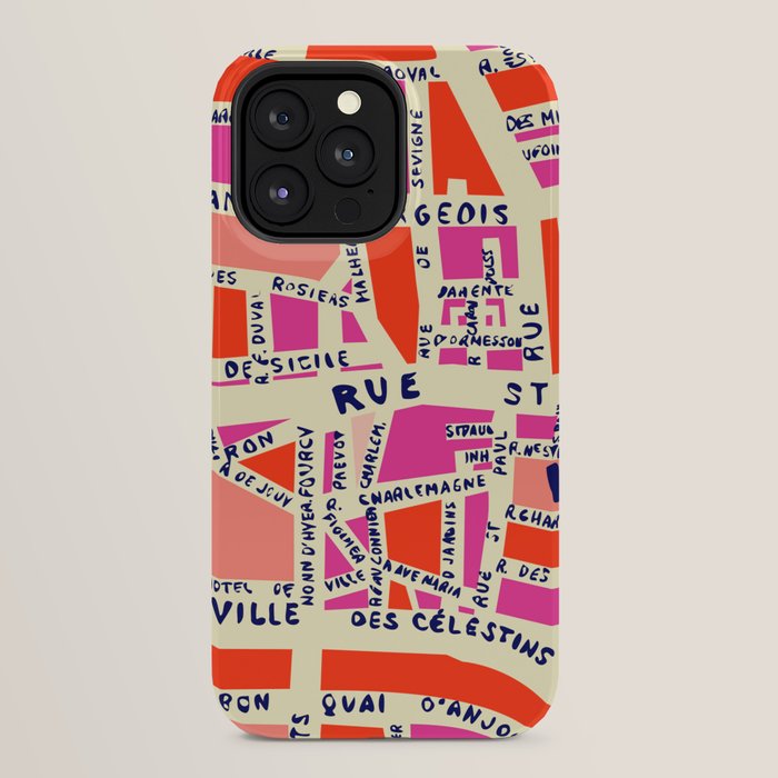 paris map pink iPhone Case Gallery Image 32