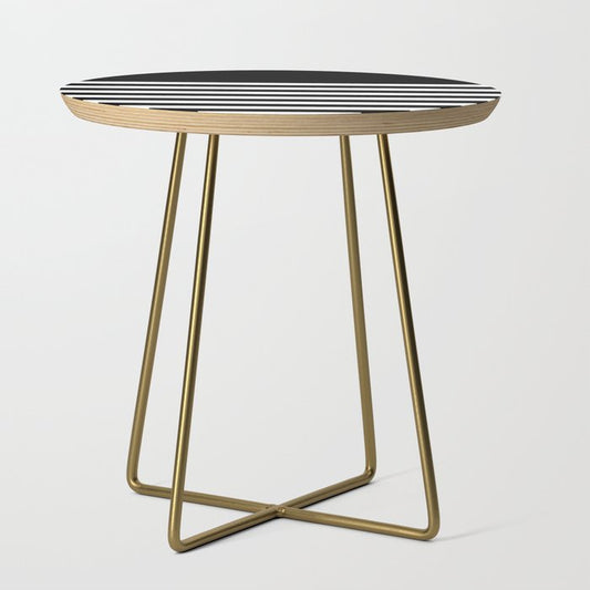 Elegant Black & White Stripes Side Table Gallery Image 1