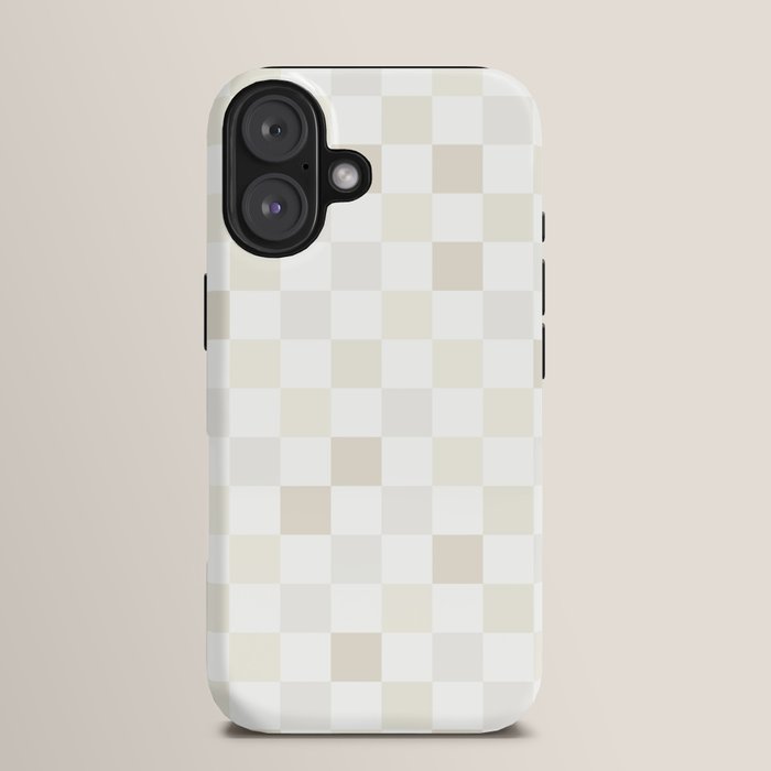 Checkerboard Check Pattern in Pale Light Neutral Beige White Tones iPhone Case Gallery Image 13