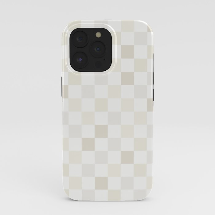 Checkerboard Check Pattern in Pale Light Neutral Beige White Tones iPhone Case Gallery Image 39